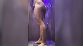 Top Hairy Arab washing his cock