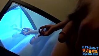 Skinny Wiley strokes straight cock before cumshot