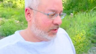 Firefighter Daddy has fun on his lunch break in the woods