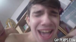 Thieving twink facialized after disciplinary bareback