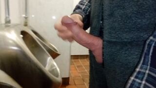 Public Cruising Urinals, Hard Cock Cumming in Onesie Rockard Daddy
