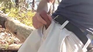 Wanking in the woods by the water. Verbal.