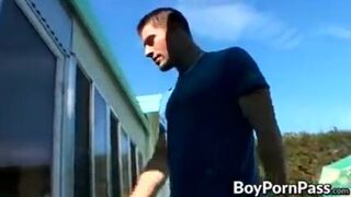 Four twinks have a blowing contest to see who sucks the best