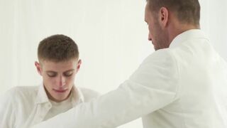 Hunk teases an innocent young gay and barebacks him hardcore