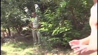 Bottom boy gets on his knees and deep throats a hard cock