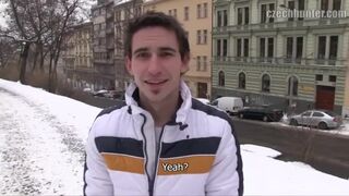 CZECH HUNTER 395 - Cute Hunk Whips Out His Dick In The Snow Then Goes All In