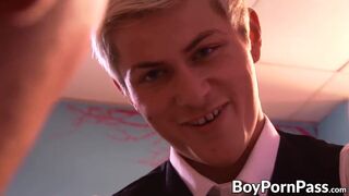 Skinny young twinks sucking and fucking each other hard