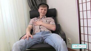 Skinny Blonde Twink James T Strokes His Throbbing Hard Cock!