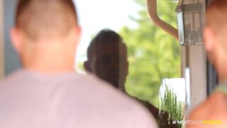 Buddies Poolside Massage Threesome FUCK