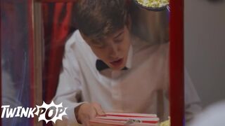 Joey Mills Gets His Big Dick Sucks By Devy While Making Pop Corn For The Customer