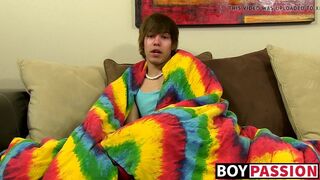 Interviewed gay guy toys his ass and jerks his cock solo