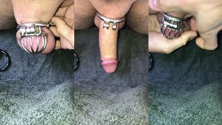 POV from big to micro chastity cage