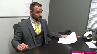 Handsome office bear fingering hunks ass