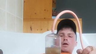 Fun with my penis pump, pissing in it, so hot and cumming, too