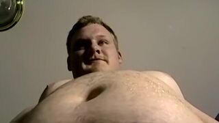 Curly hair straighty working on his fat cock solo