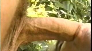 Brunette boy loves to take cock on his face outdoors