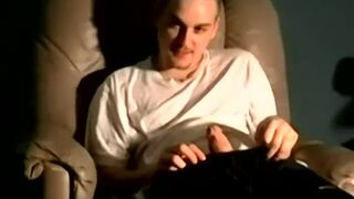 Young amateur takes black dildo in ass and strokes his cock