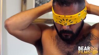 Bear Blindfolded Gay Bear Avi Strider Masturbates Solo