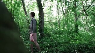 Tall Twink Jerks off Outdoor and Shows His Cum Covered Cock