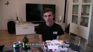 DEBT DANDY 259 - Slim Tiny Twink Gets On His Knees To Pay His Landlord