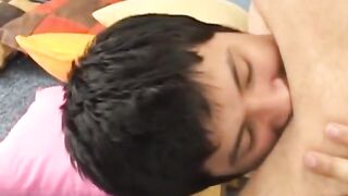 Cute looking twinkies blowing, rimming and barebacking