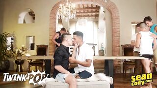 Handsome Studs Justin And Ethan Get Pulled Into A Boiling Hot Orgy By Eight Hunks - Twink