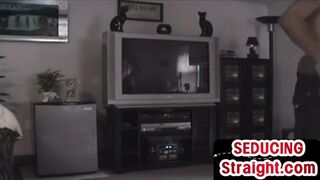 Skinny and hairy str8 amateur gets sucked by gay at home