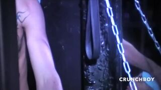 Jes fucked in sling in public bar by pornstar