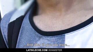 Shy Latin straight guy barebacked on camera for money