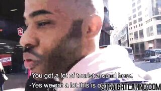 Inked Latino pounding straight black stud bareback