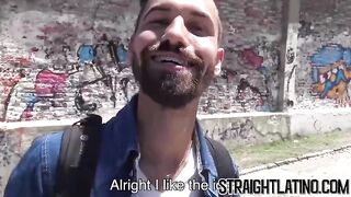 Bearded straight Latino rides cock and takes cum in mouth