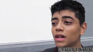 Straight Latino paid to ride big cock bareback and eat jizz