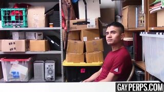 Young Latino devastated by security officers bare fat dick