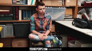 Twink-Twink shoplifter boy barebacked by security guard