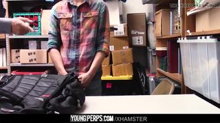 Twink-Twink shoplifter boy barebacked by security guard