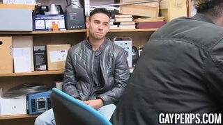Handsome gay caught stealing asked to suck and fuck BBC