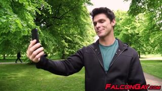 Muscular gays Josh Moore and Andro Maas kiss and anal fuck