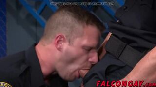 Muscle hunk prison guard anal action during work