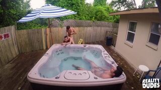Dark-haired Valentino Lets His Horny Bf Tim Hanes Fuck Him Next To The Hot Tub - Real Dude