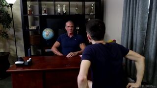 Silver Step-Dad Principle Fucks His Step-Son In His Office - Sexy