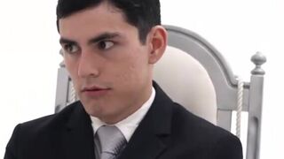 Twinkie enjoys handjob session from his mature Mormon elder