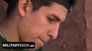 Private And Cadet Find A Private Spot In The Camp So They Can Get A Hold Of Each Other’s Cocks