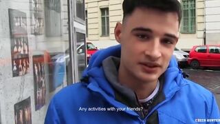 CZECH HUNTER - Amateur Dude Takes Raw Cock Up His Virgin Ass For Extra Cash