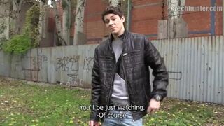 CZECH HUNTER 383 - Dark Haired Straight Dude Tries Things His GF Wouldn't Do