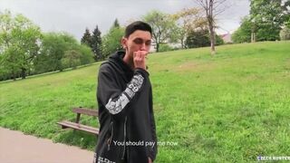 CZECH HUNTER 424 - Twink Enjoying A Smoke By The Park Gets A Massive Cock Raw