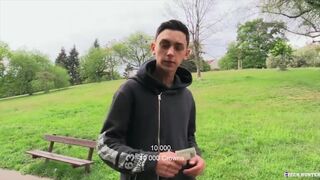 CZECH HUNTER 424 - Twink Enjoying A Smoke By The Park Gets A Massive Cock Raw