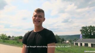 CZECH HUNTER 429 - Buff Twink Flexing His Muscles & Cock In The Woods