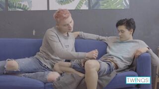 Horny Boy Oliver Earns A Load Of Logan's Cum On His Chest!