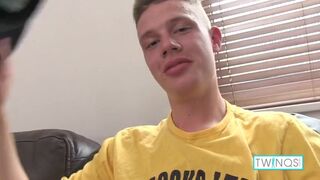 Pale Blonde Leon Jerks Off His Big Cock After Working Out!