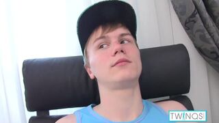 Skinny Blonde Liam P Strips Nude And Jerks Off His Big Cock!